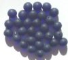 25 10mm Transparent Matte Cobalt Round Glass Beads